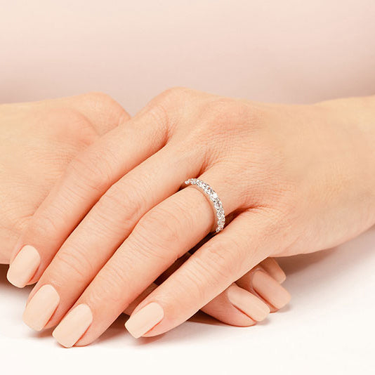 Nine Stone Round Diamond Wedding Ring-VIRABYANI